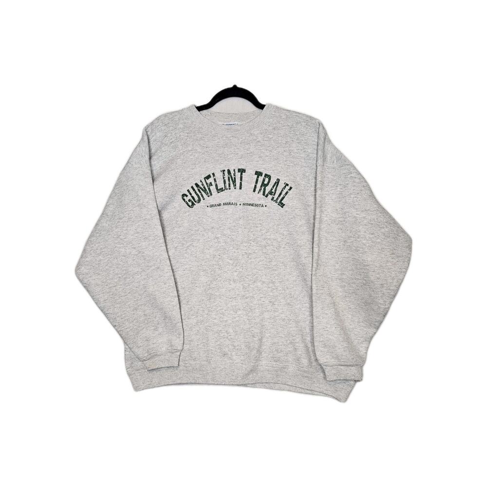 vintage Minnesota Hanes Heavyweight Sweatshirt Gray Gunflint Trail size L